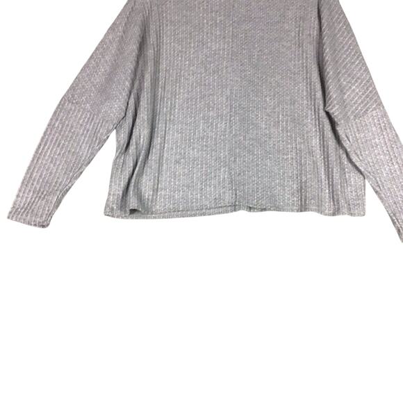 H by Bordeaux Women’s XS Gray Oversized Dolman Waffle Knit Thermal Pullover Top - Picture 10 of 12